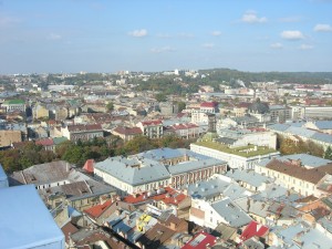Panorama Lwowa z wieży ratuszowej